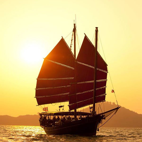 Explore Phang Nga Bay aboard a traditional Chinese junk charter boat